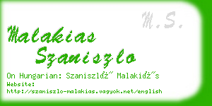 malakias szaniszlo business card